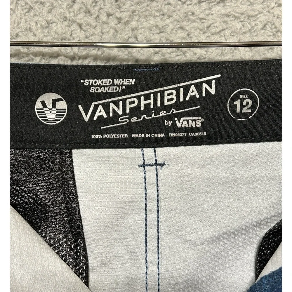 Vans Vanphibian Boardshorts Boys Size 12 Blue Skateboard Skater Swimwear Youth